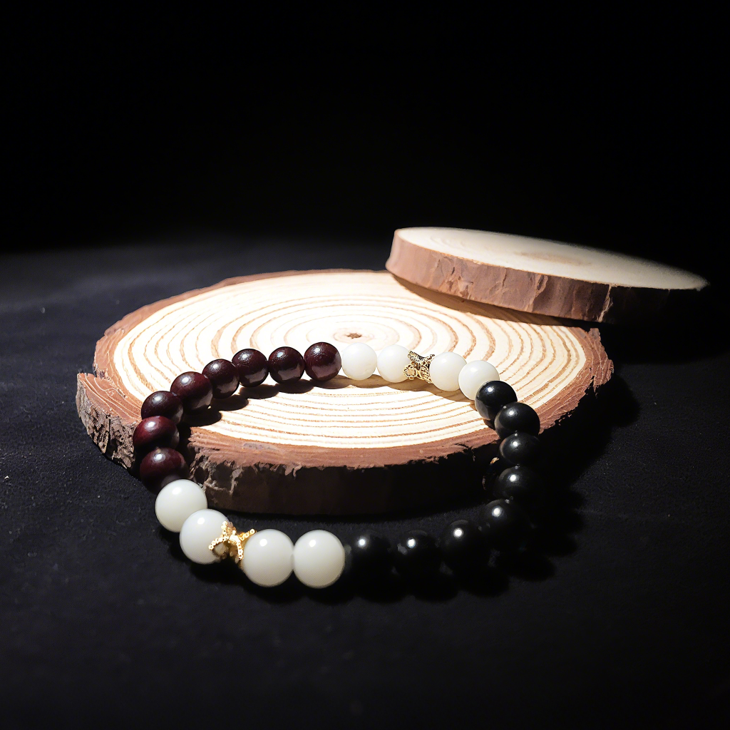 White bodhi beads promoting mindfulness and spiritual grounding