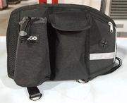 Close-up of poop-bag dispenser port for easy pull-through.