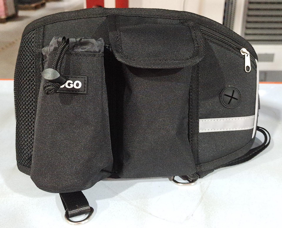 Close-up of poop-bag dispenser port for easy pull-through.