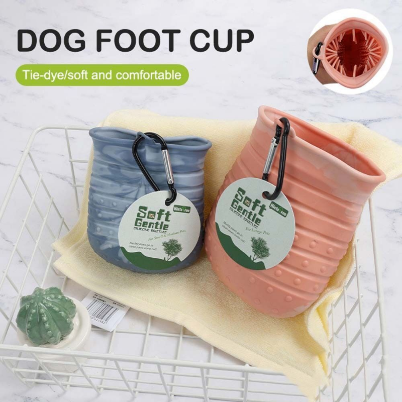2-in-1 pet paw cleaner cup with silicone bristles for dogs and cats