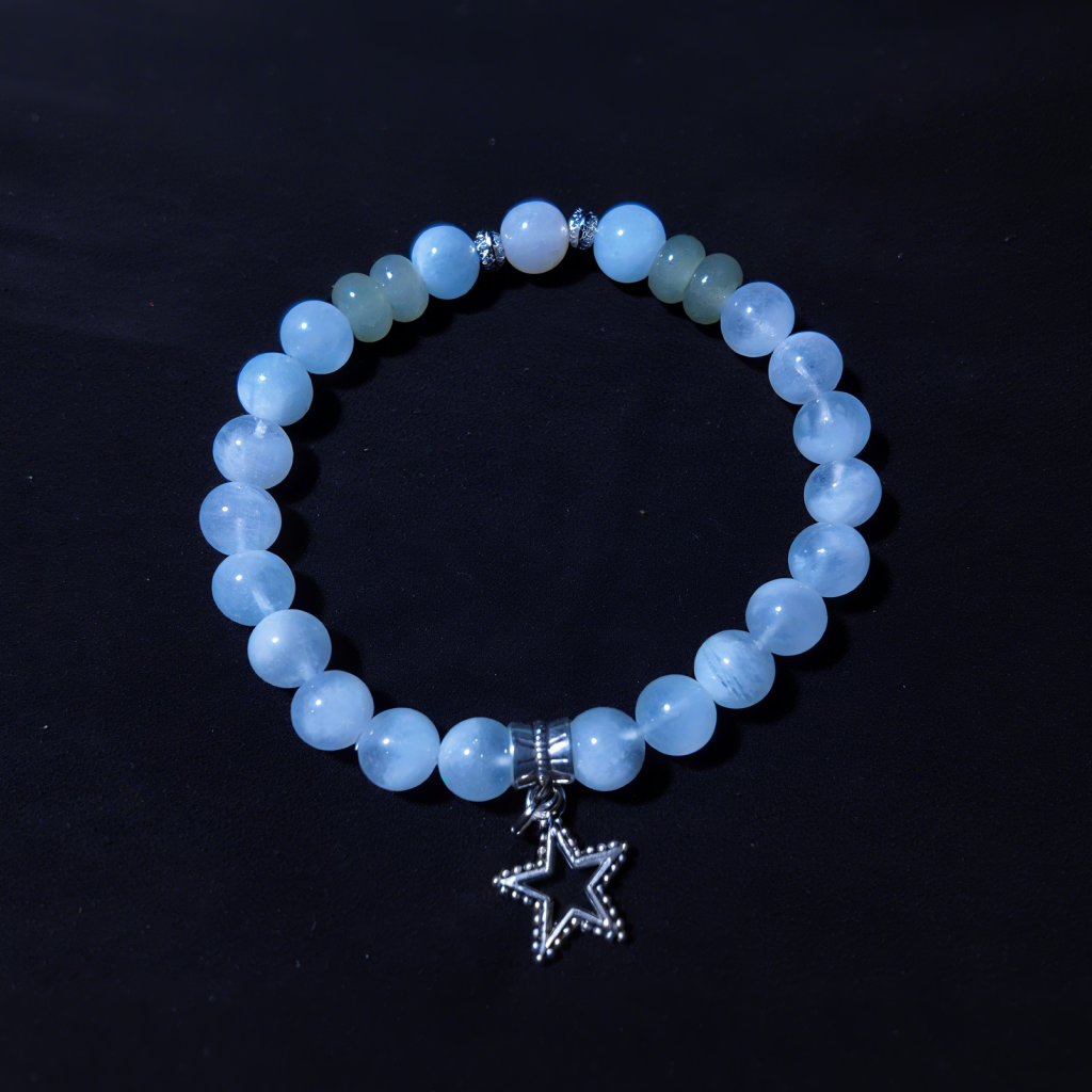 Green aventurine beads promoting focus and positive energy flow
