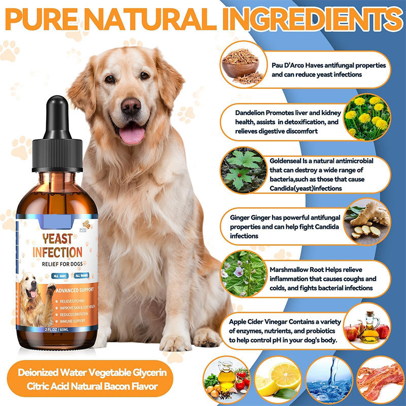 Dog Skin & Coat Health Drops bottle with dropper, 60ml herbal liquid supplement
