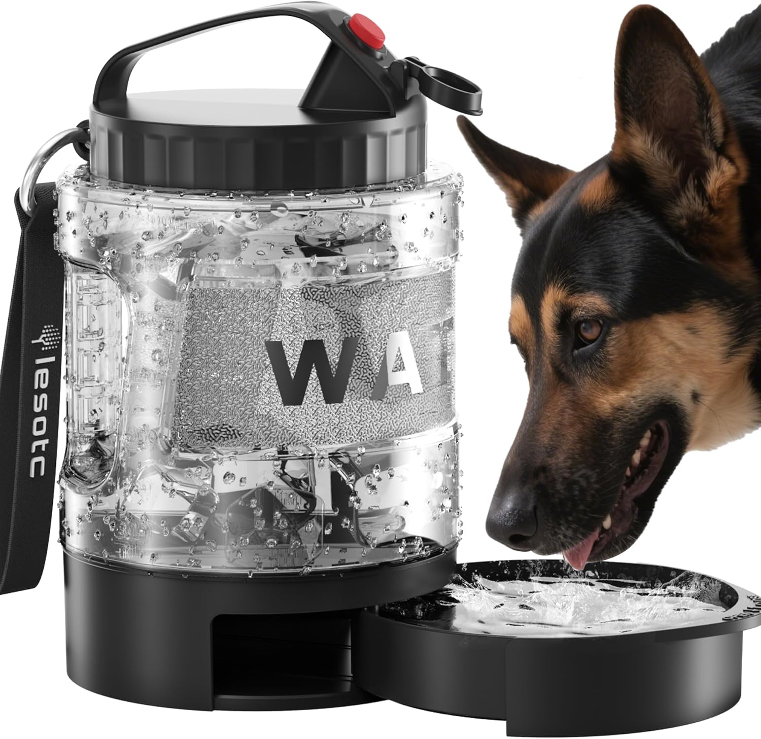 Large-capacity portable pet travel water bottle with pull-out bowl open