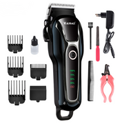 Kemei KM-1991 cordless pet clippers kit with guards, charger, oil, and grooming tools