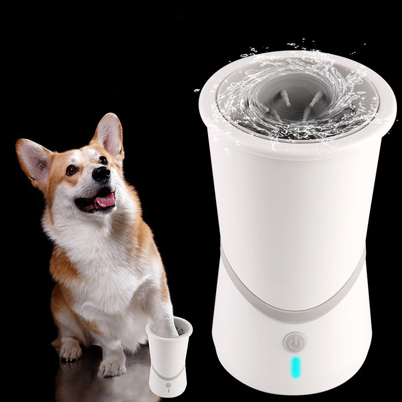 Electric paw washer showing soft inner silicone cleaning fingers