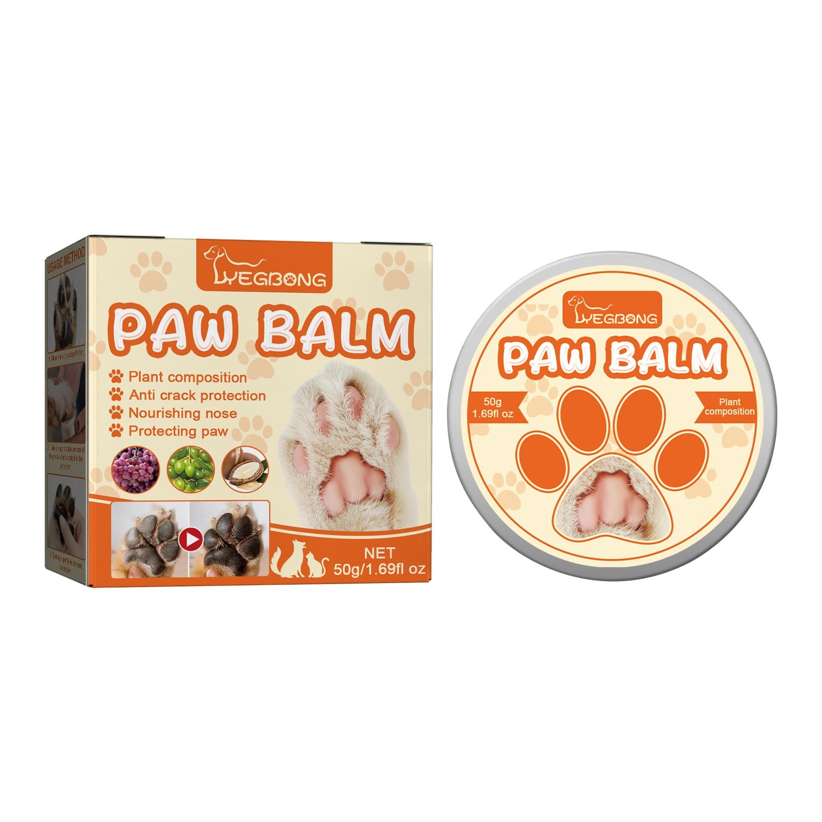 Pet paw balm moisturizing dry and cracked dog paw pads