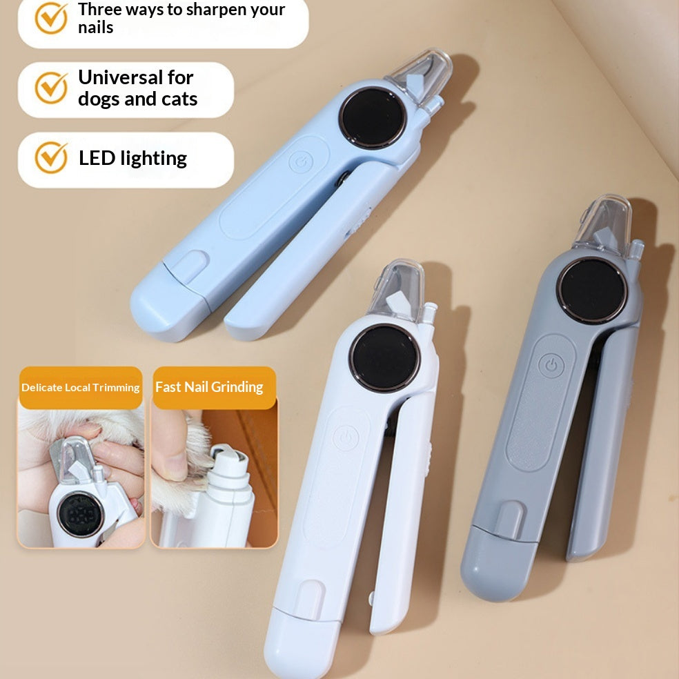 2-in-1 pet nail clipper and grinder with smart display and LED light