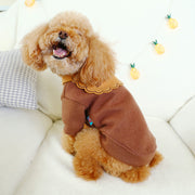 Brown polyester pet sweater front view — PawGear model showing overall fit.