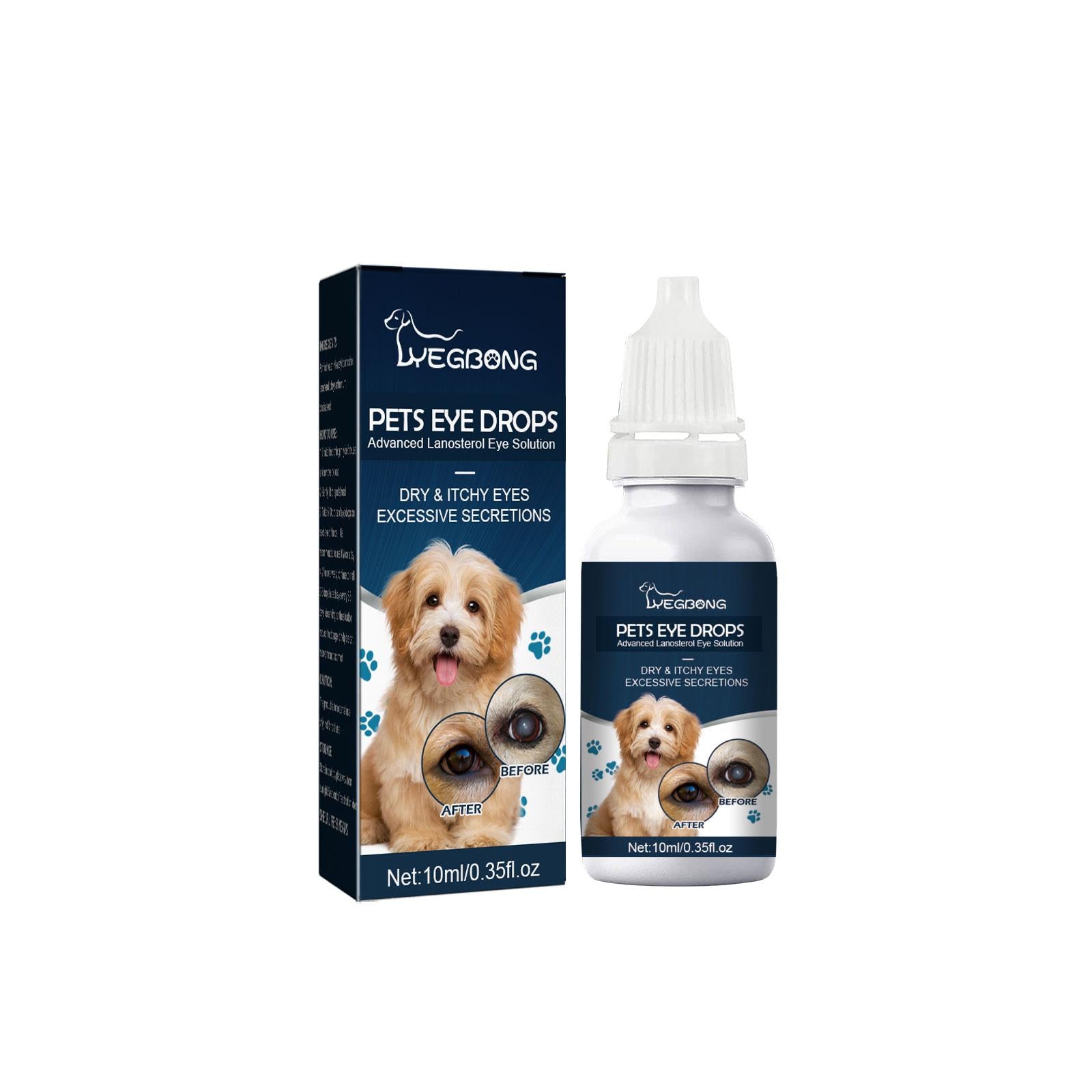 Dog receiving gentle eye drops for daily eye cleaning