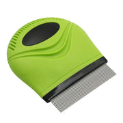 Lime-green handheld flea and tick comb with fine stainless-steel teeth
