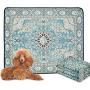 Two-pack washable dog pee pads in blue boho pattern, 36x41 inches