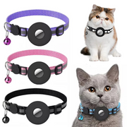 Front view  reflective AirTag-compatible collar with removable bell.