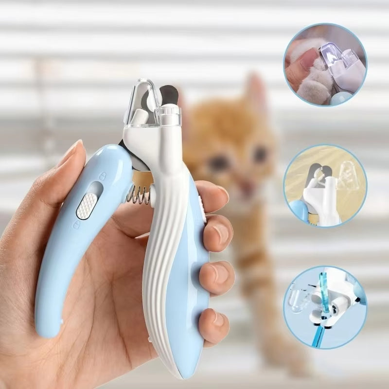 Whale LED pet nail clippers in off-white color with size 5.2 × 1.96 in