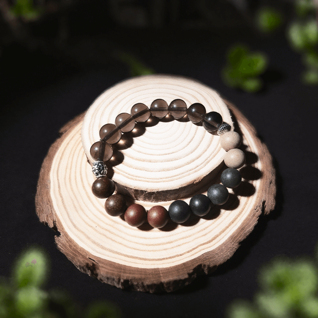 Smoky quartz energy bracelet with herbal five-element beads