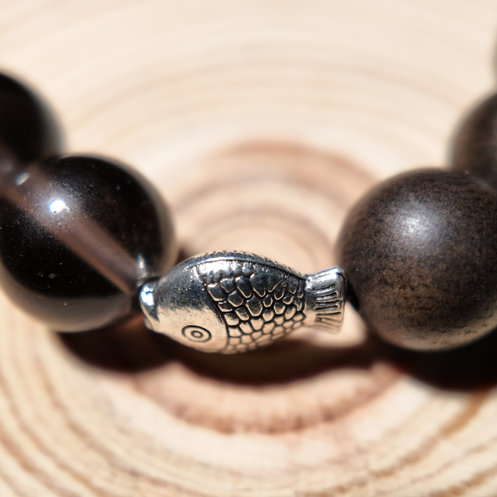 The Frequency Garden agarwood smoky quartz bracelet for positive energy