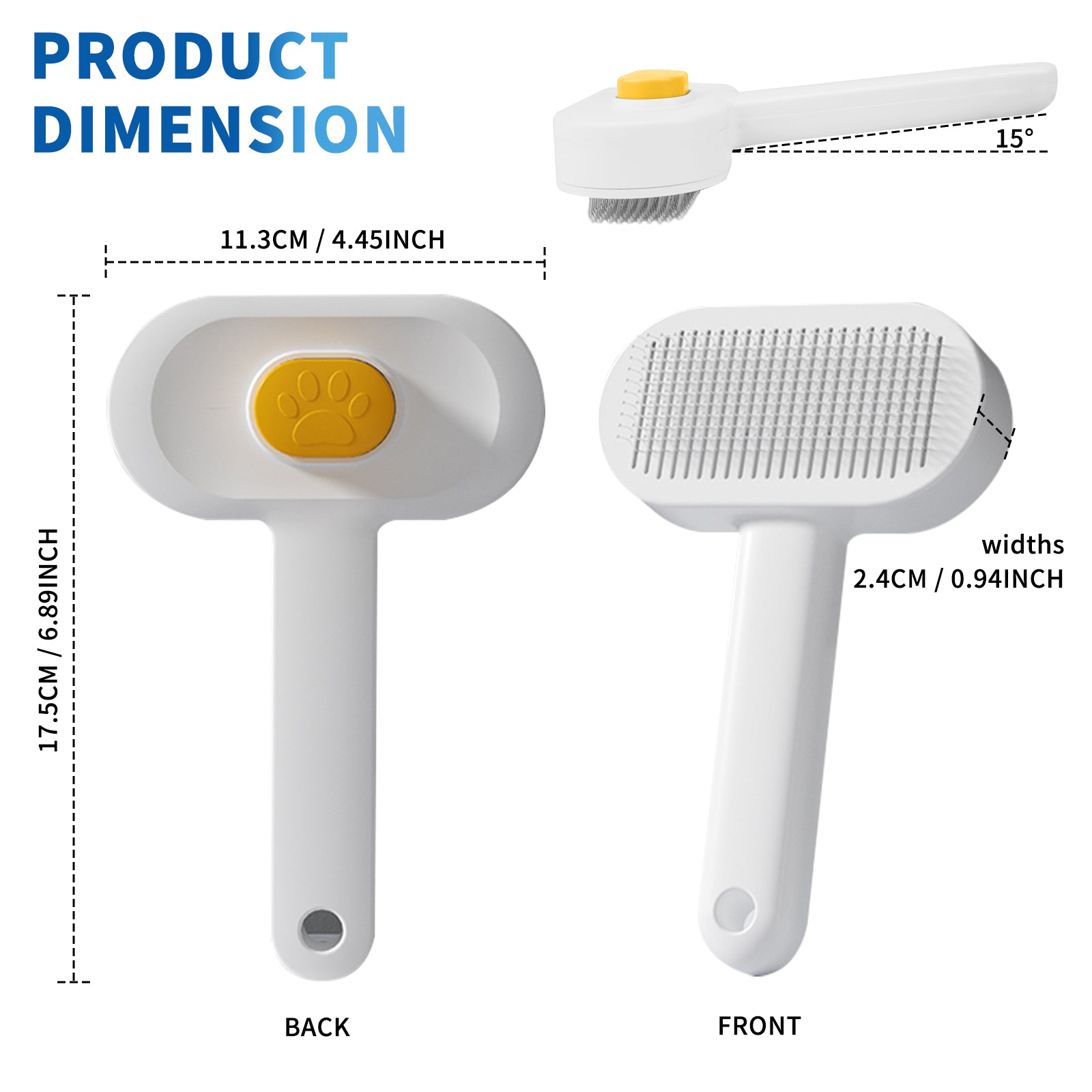 Close-up of one-press hair-release button