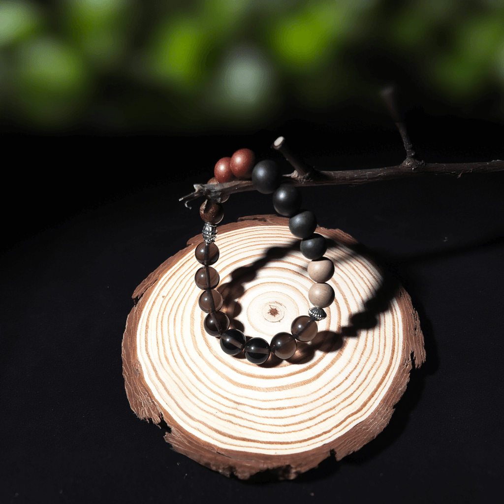 Tranquil Alchemy Bracelet with smoky quartz and herbal beads