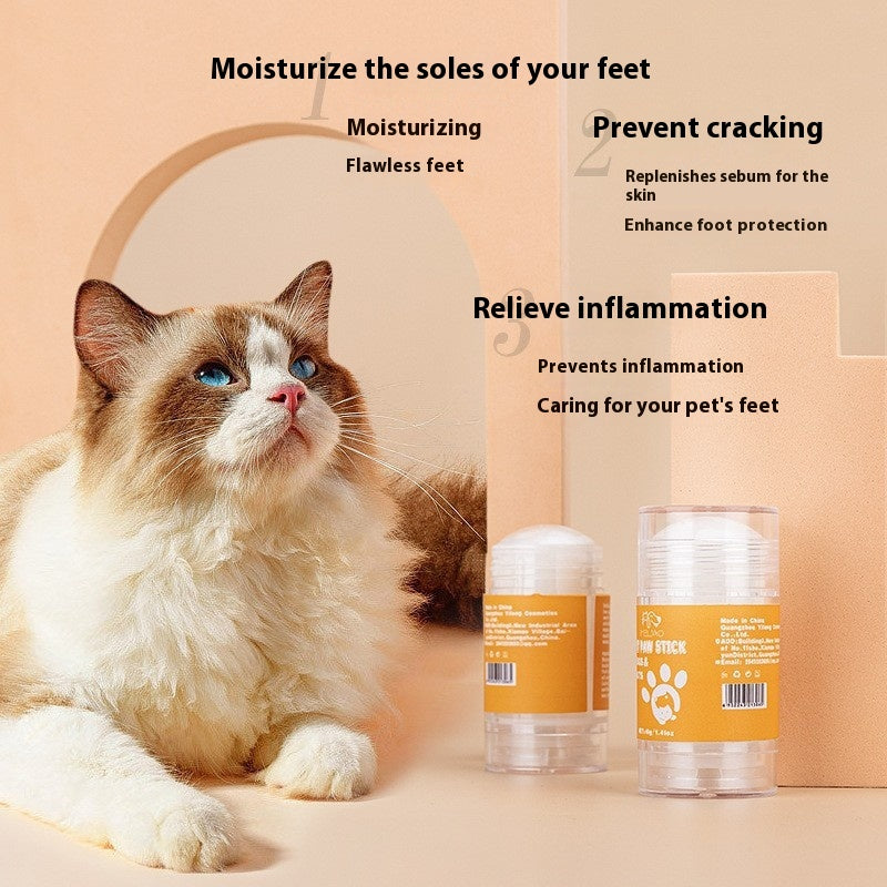 Pet paw balm stick benefits graphic—moisturize paws and help prevent cracking
