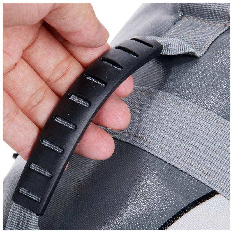 Adjustable straps and quick-release buckles detail for secure fit.