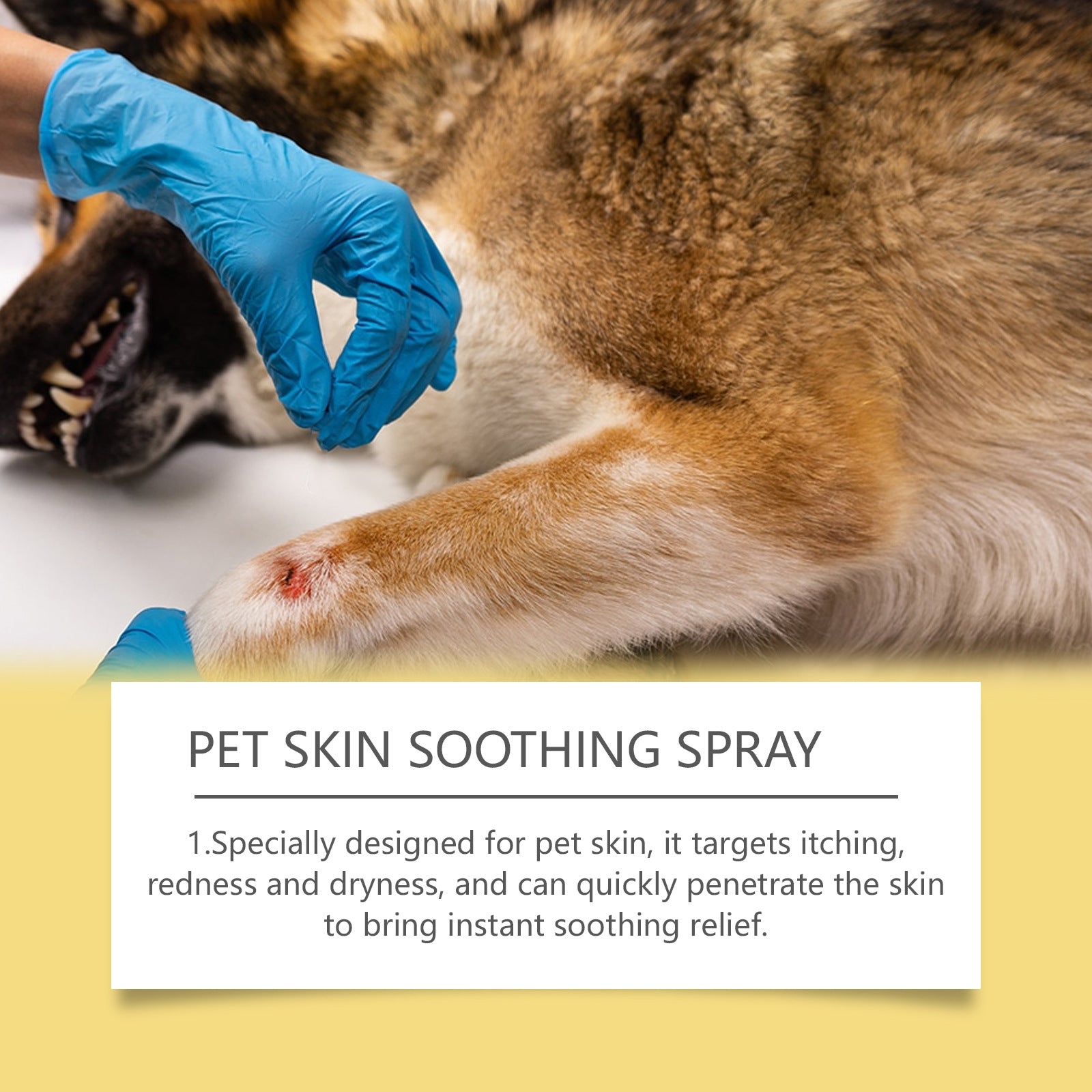 Gentle mist spray designed to calm itchy, dry pet skin