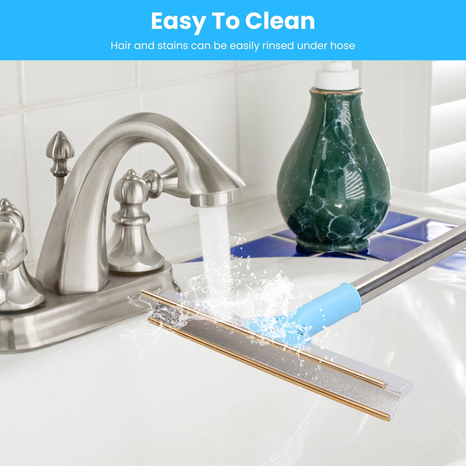 Copper edge head lint scraper designed to lift embedded pet fur from carpets