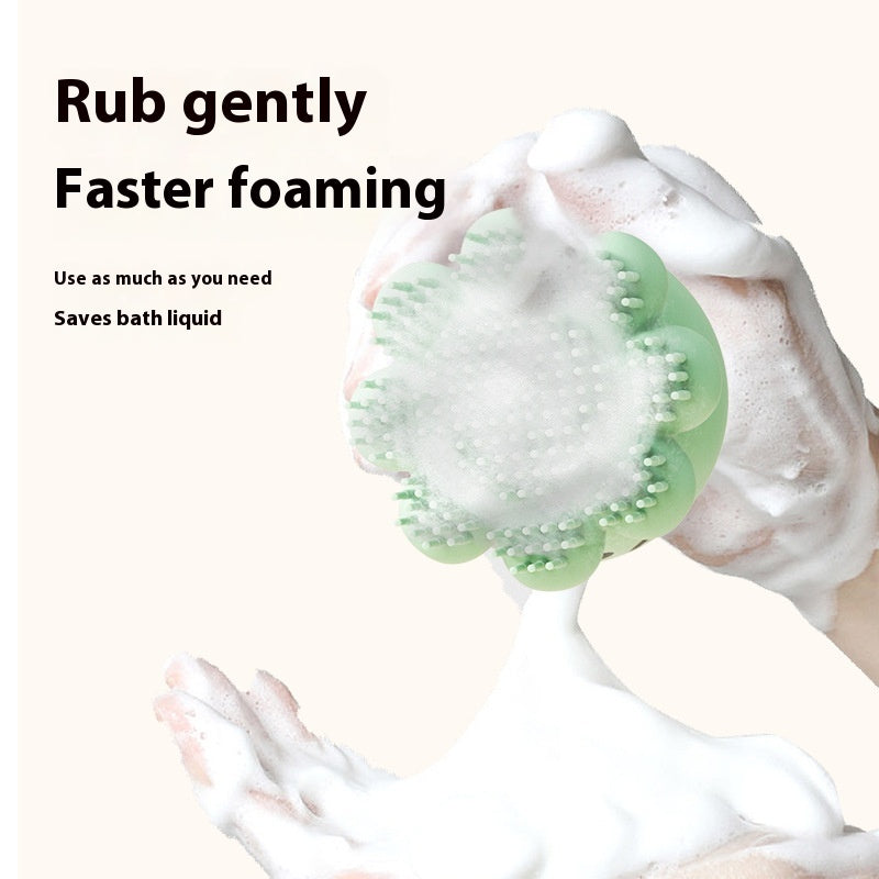 Close-up of soft silicone bristles for gentle massage and cleaning