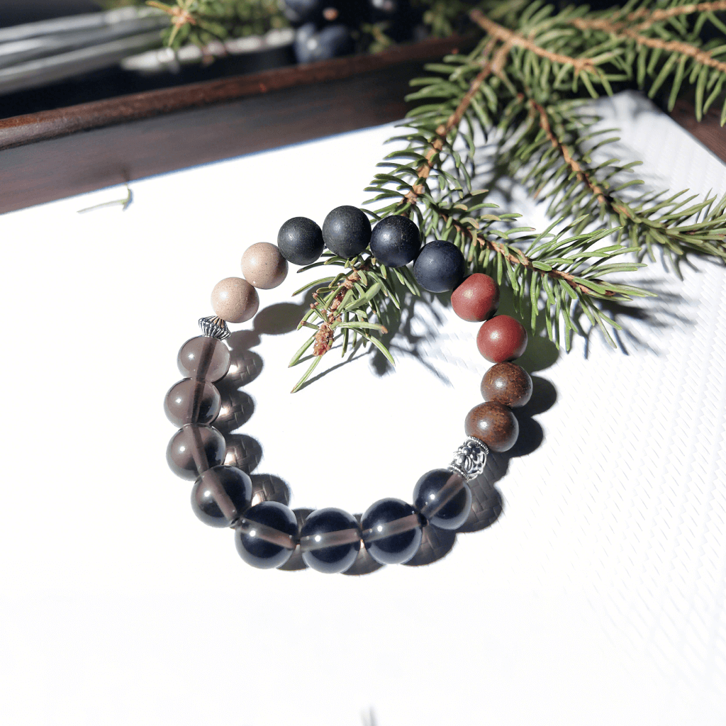 Handmade calming smoky quartz herbal bracelet