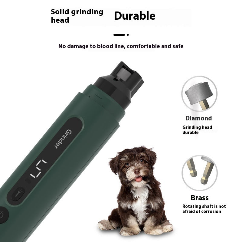 Pet paw nail care tool showing 3 grinding ports for different sizes