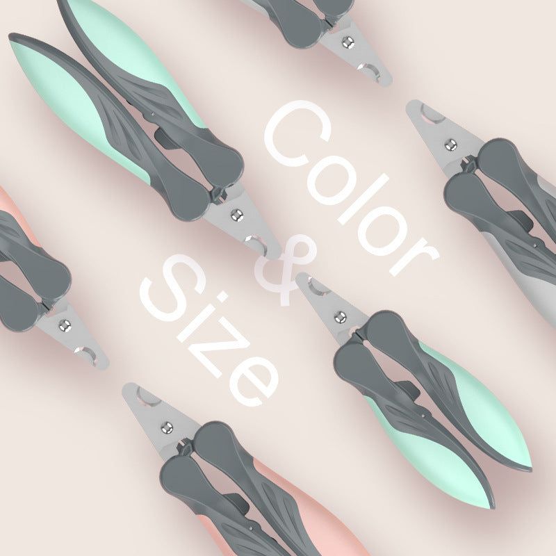 Clippers positioned under a cat paw illustrating trimming angle