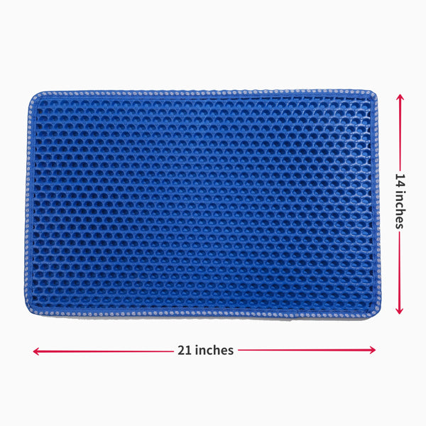 Litter mat size diagram showing 21×14 inches