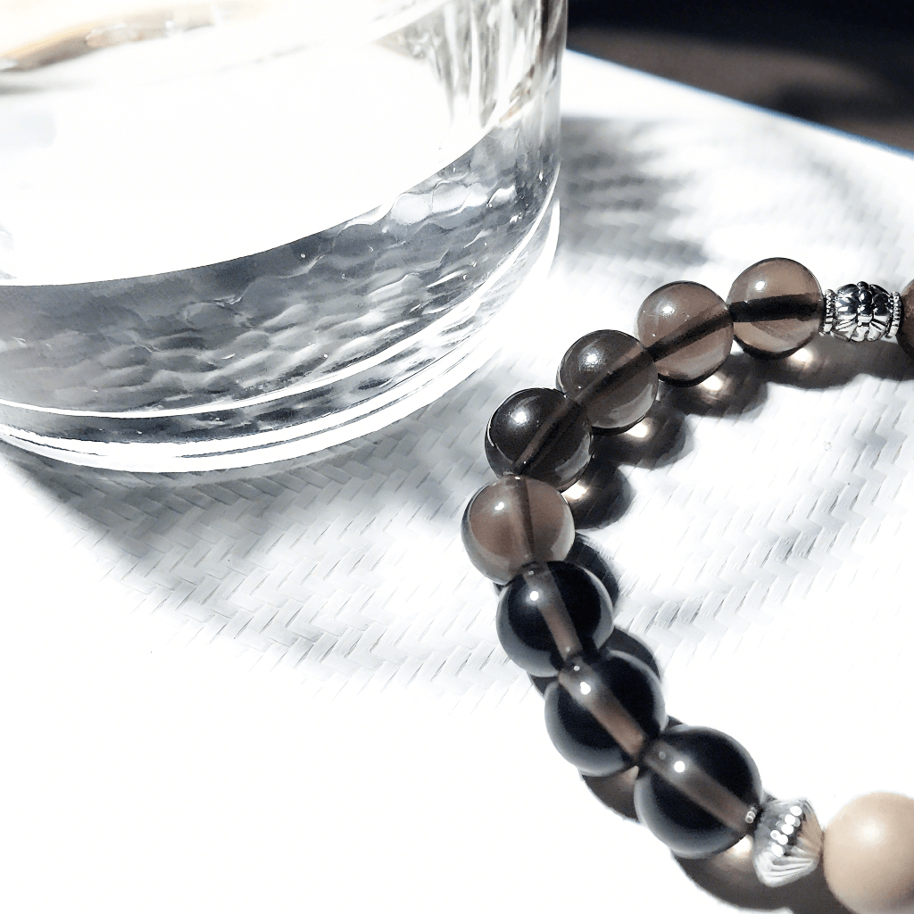 Smoky quartz and herbal healing beads bracelet