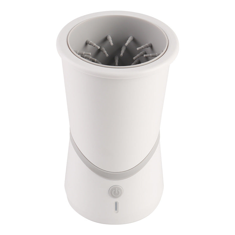 White rechargeable electric pet paw washer cup with silicone bristles