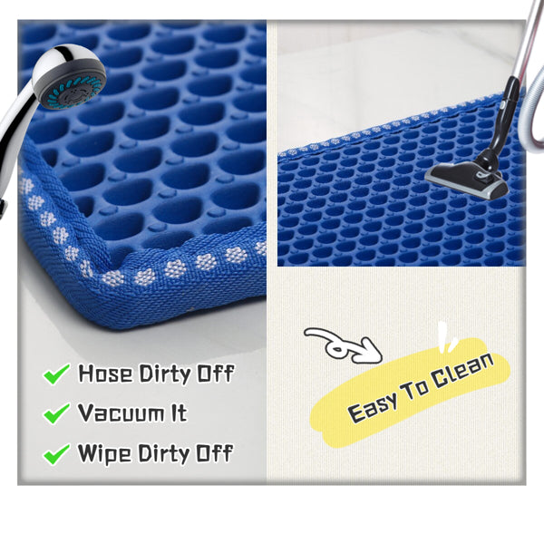 Easy to clean—vacuum or wipe the mat surface. 