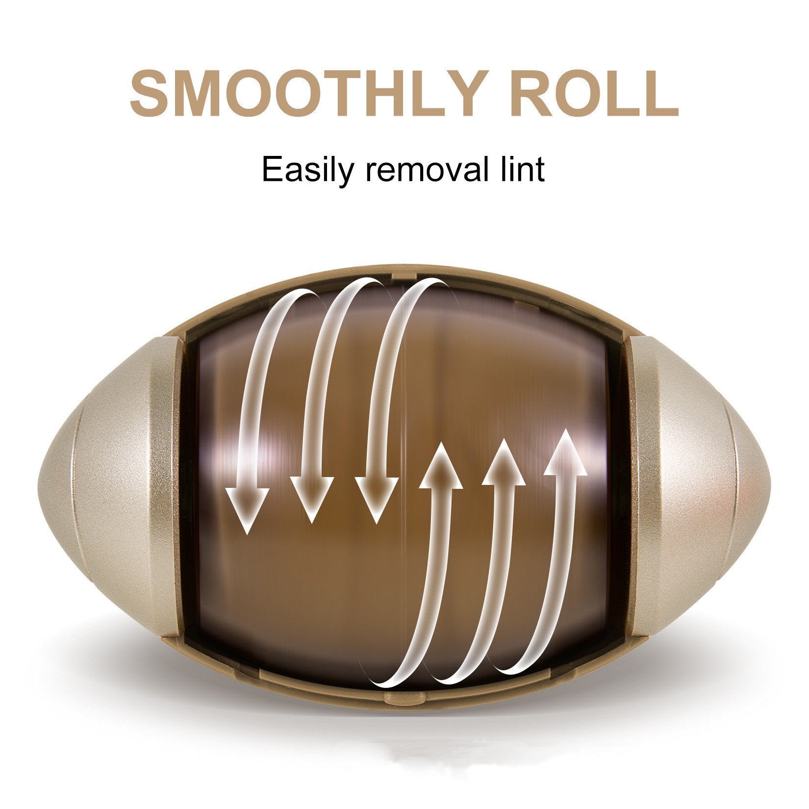 Hand holding portable lint roller removing pet hair from fabric surface