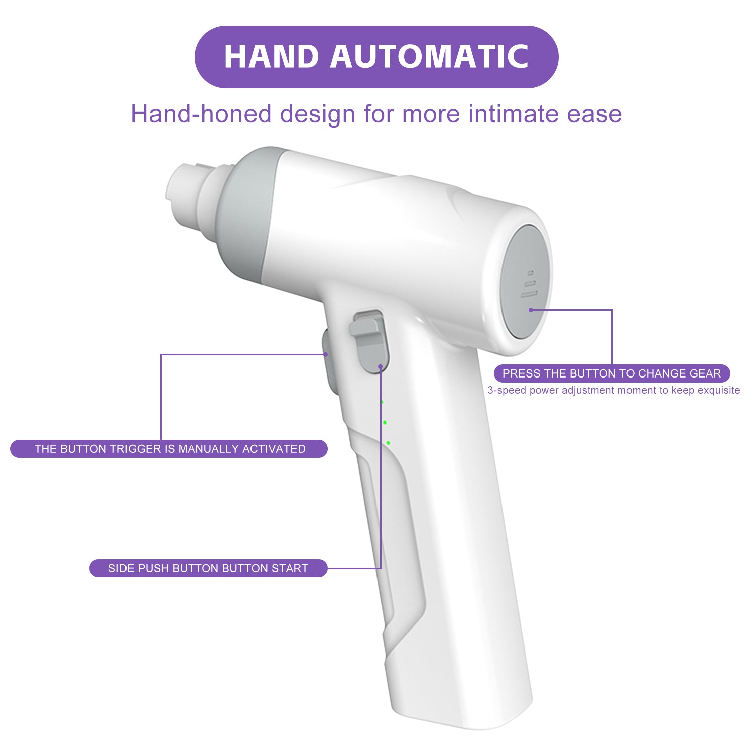 Control layout showing 3-speed switch and battery indicator lights.