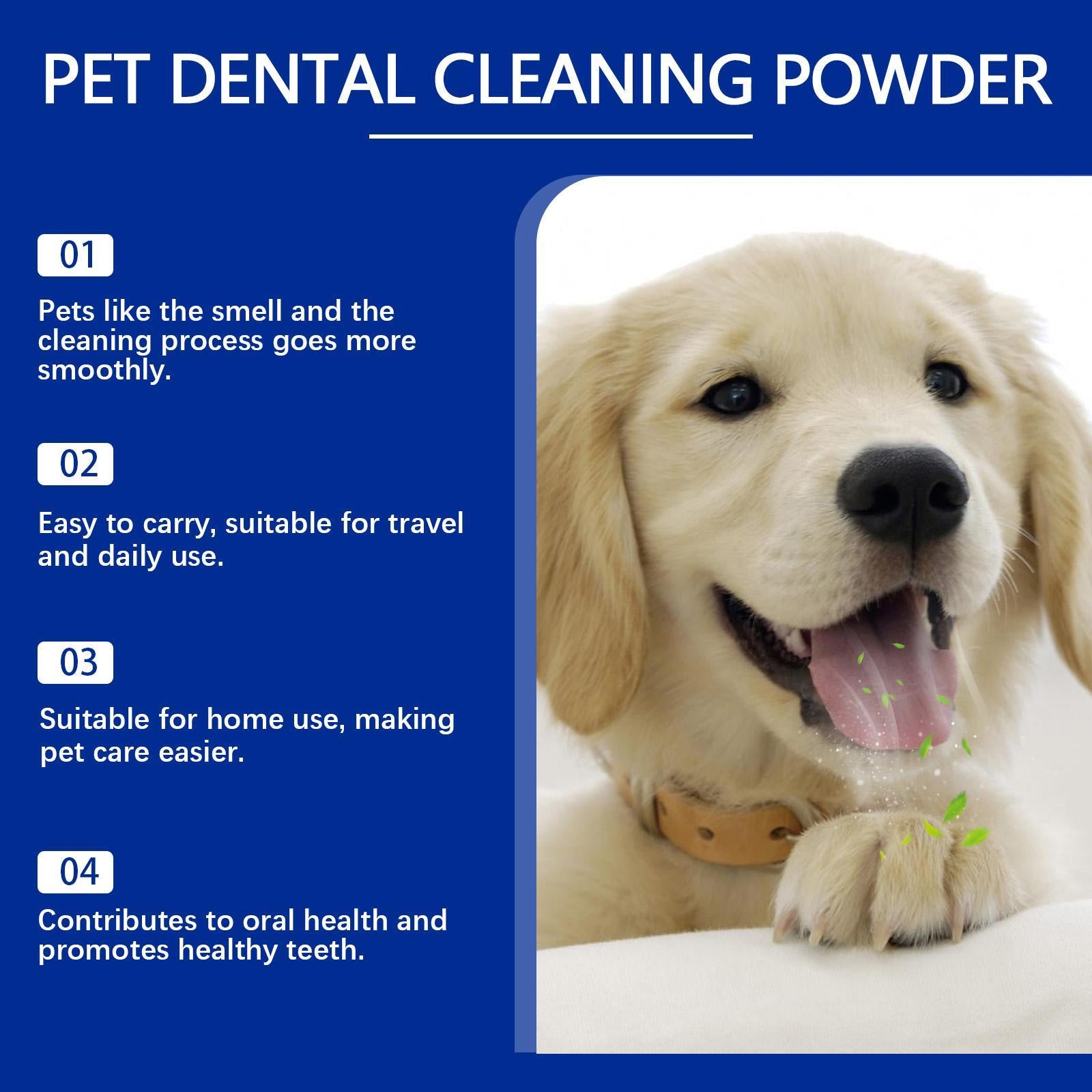 Dental cleaning powder packaging design labeled “For clean teeth and fresh breath”