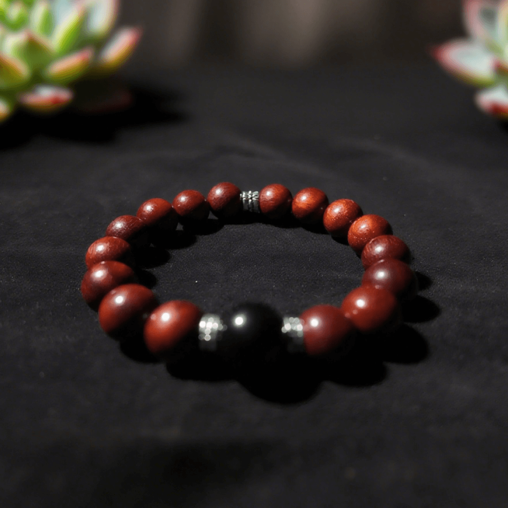 Blood sandalwood and obsidian healing bracelet