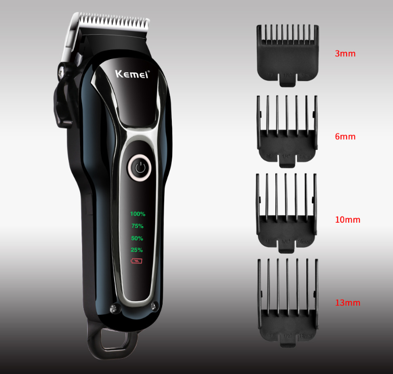 Titanium steel blade and on/off button details on the pet grooming clipper