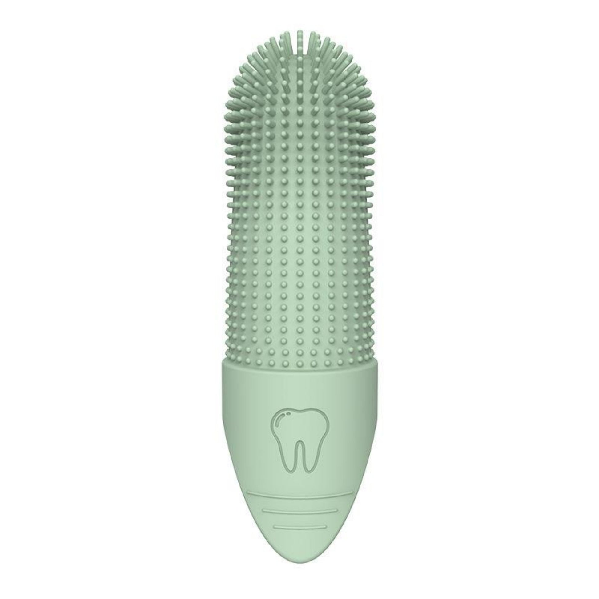 Green silicone finger toothbrush for cat oral care