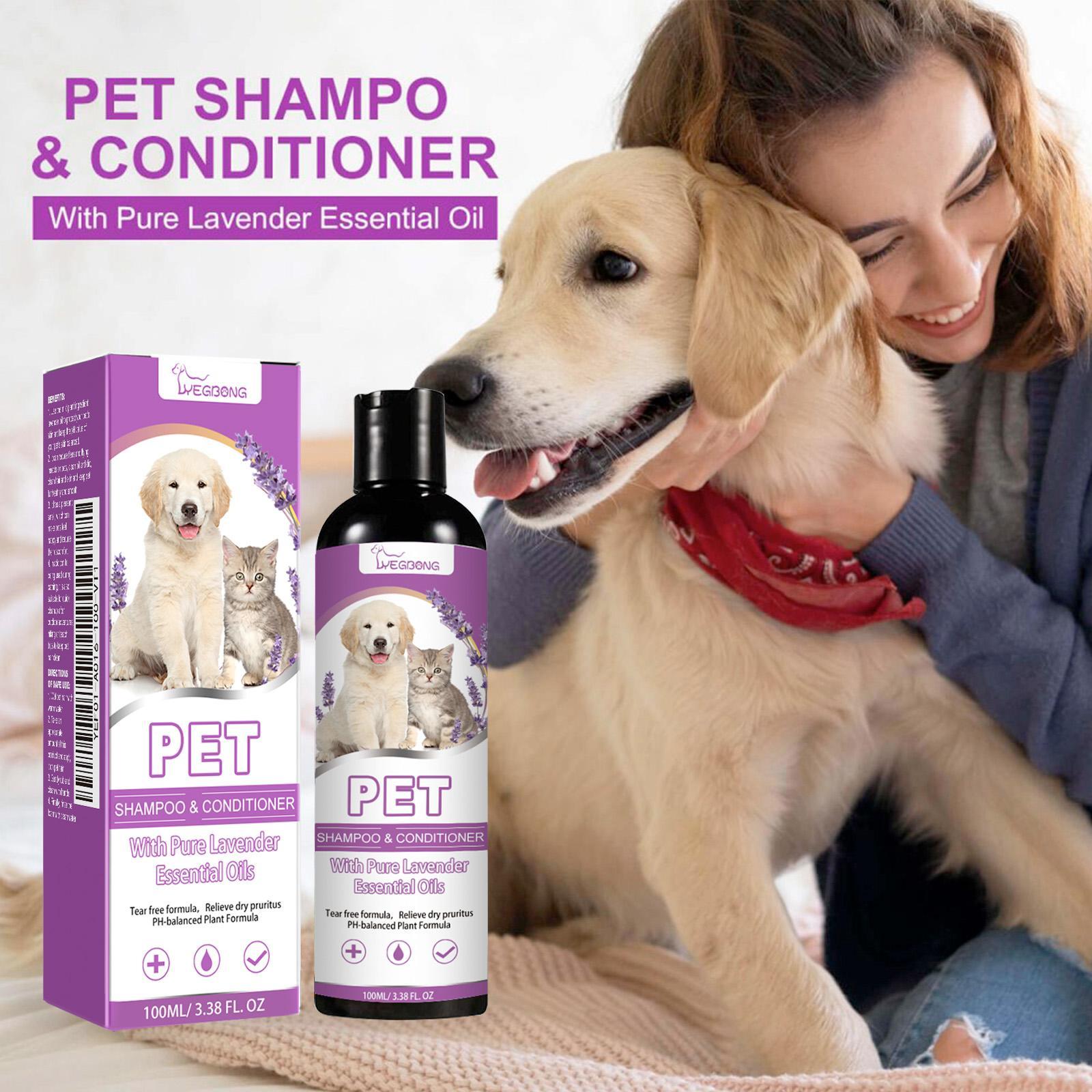 Step-by-step guide showing how to use pet shampoo