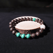 Agarwood bracelet with turquoise and bodhi root beads